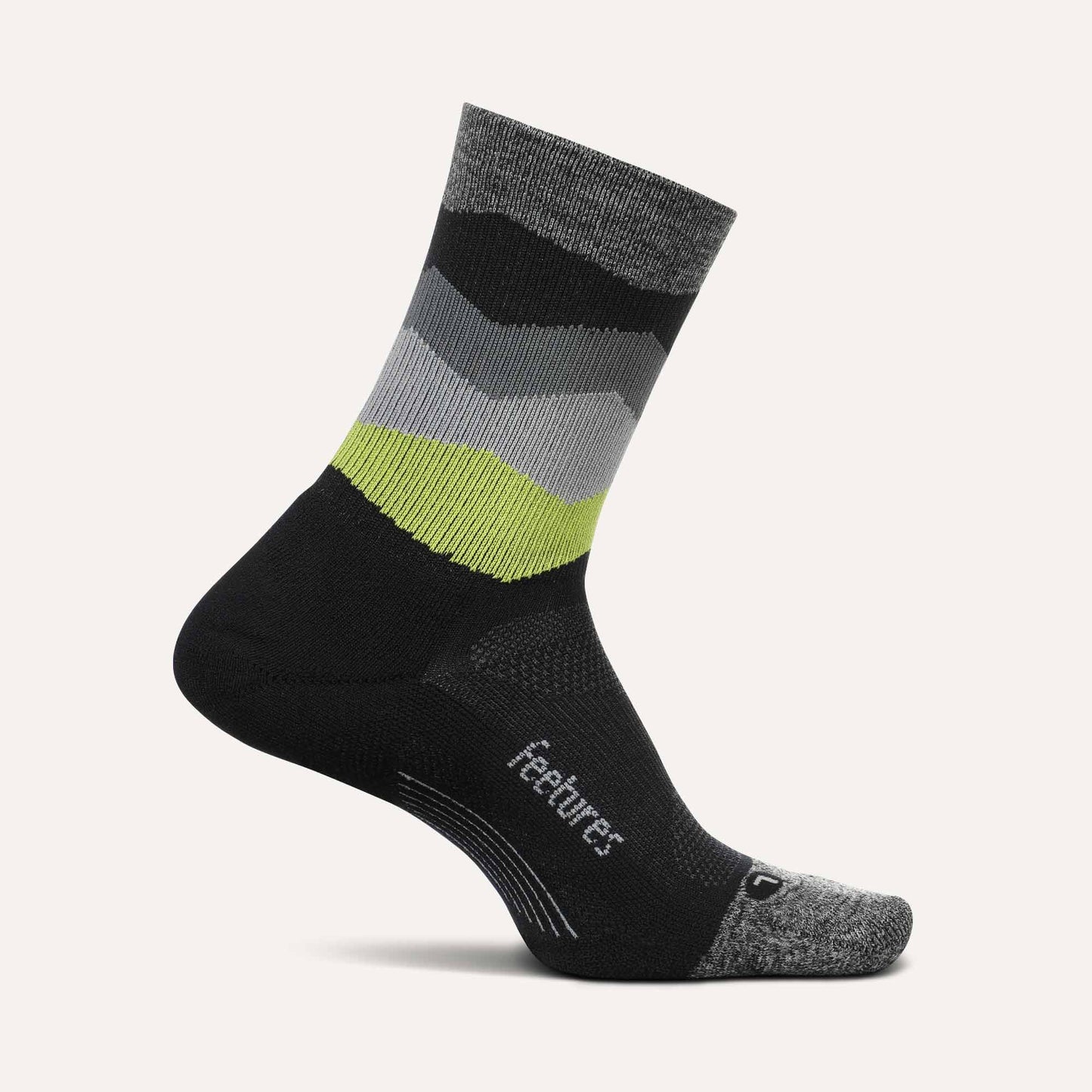Feetures Light Cushion Mini Crew Black Waves