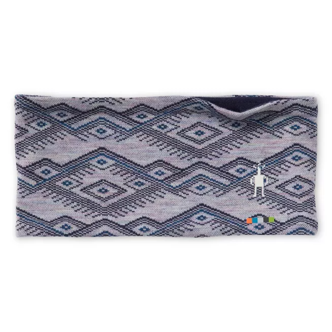 Merino 250 Reversible Headband in Purple Eclipse mountain Fairisle