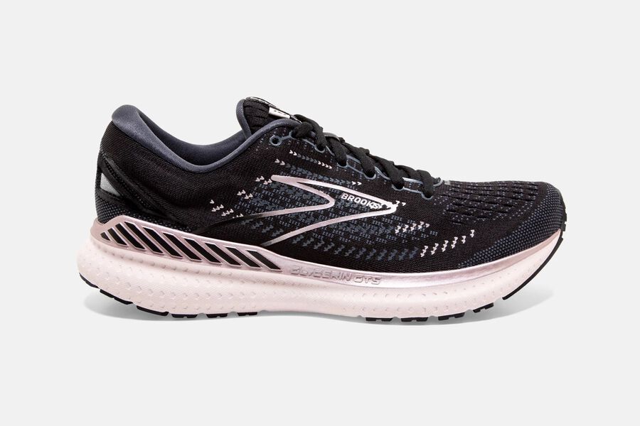 Womens Glycerin GTS 19 stability/support road running shoe from Brooks. Color Black/Ombre/Metallic.
