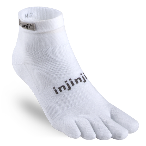 injini performance run lightweight ultra-thin mini-crew unisex socks white